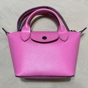 Longchamp mini pink leather le pliage crossbody bag